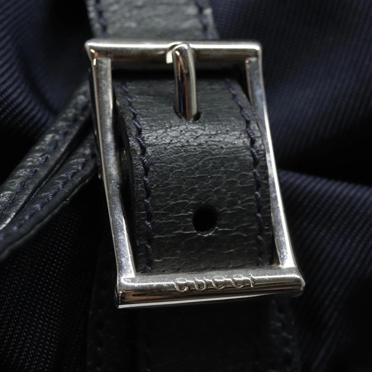 GUCCI Backpack Nylon Leather Navy 019 2058 0173 5  75835