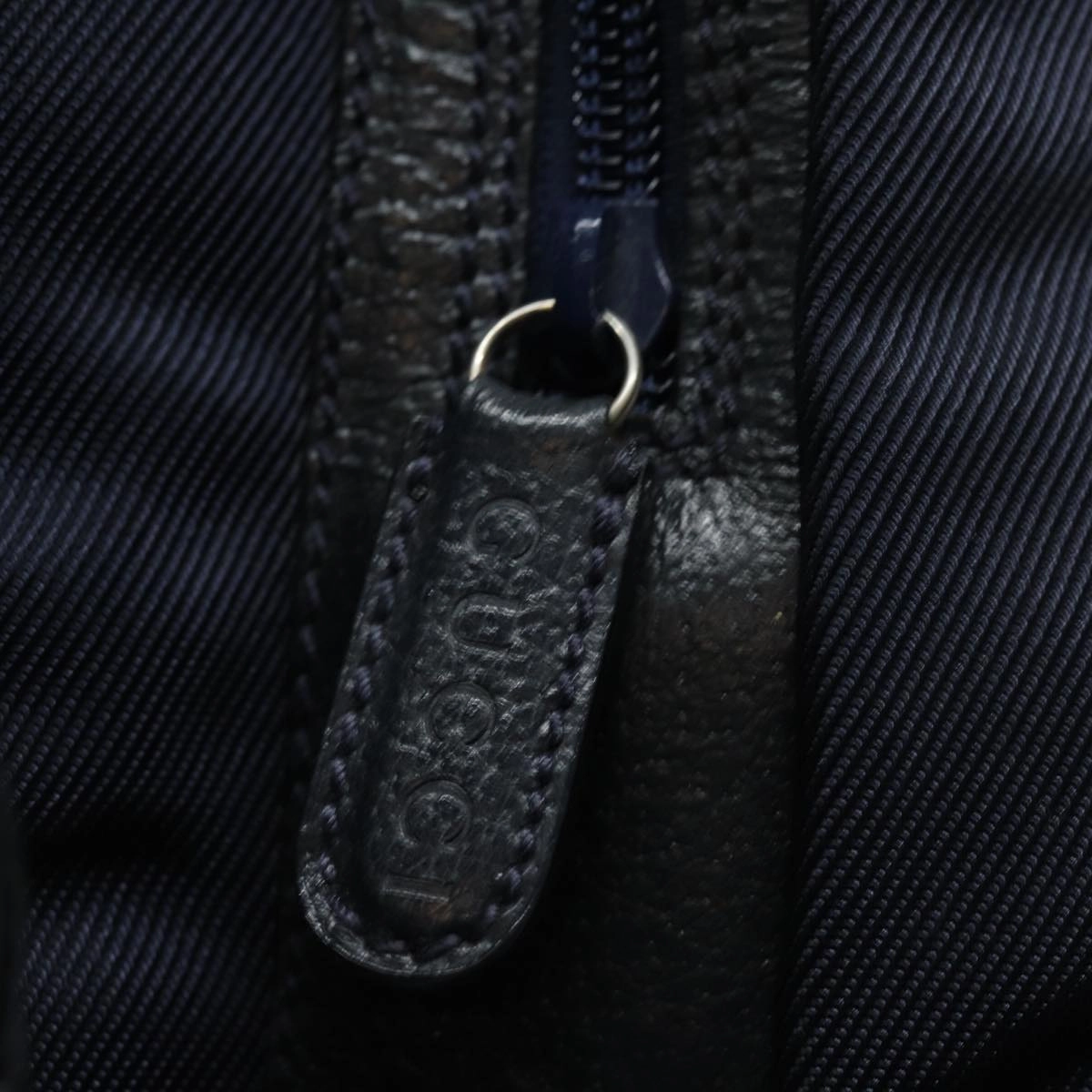 GUCCI Backpack Nylon Leather Navy 019 2058 0173 5  75835