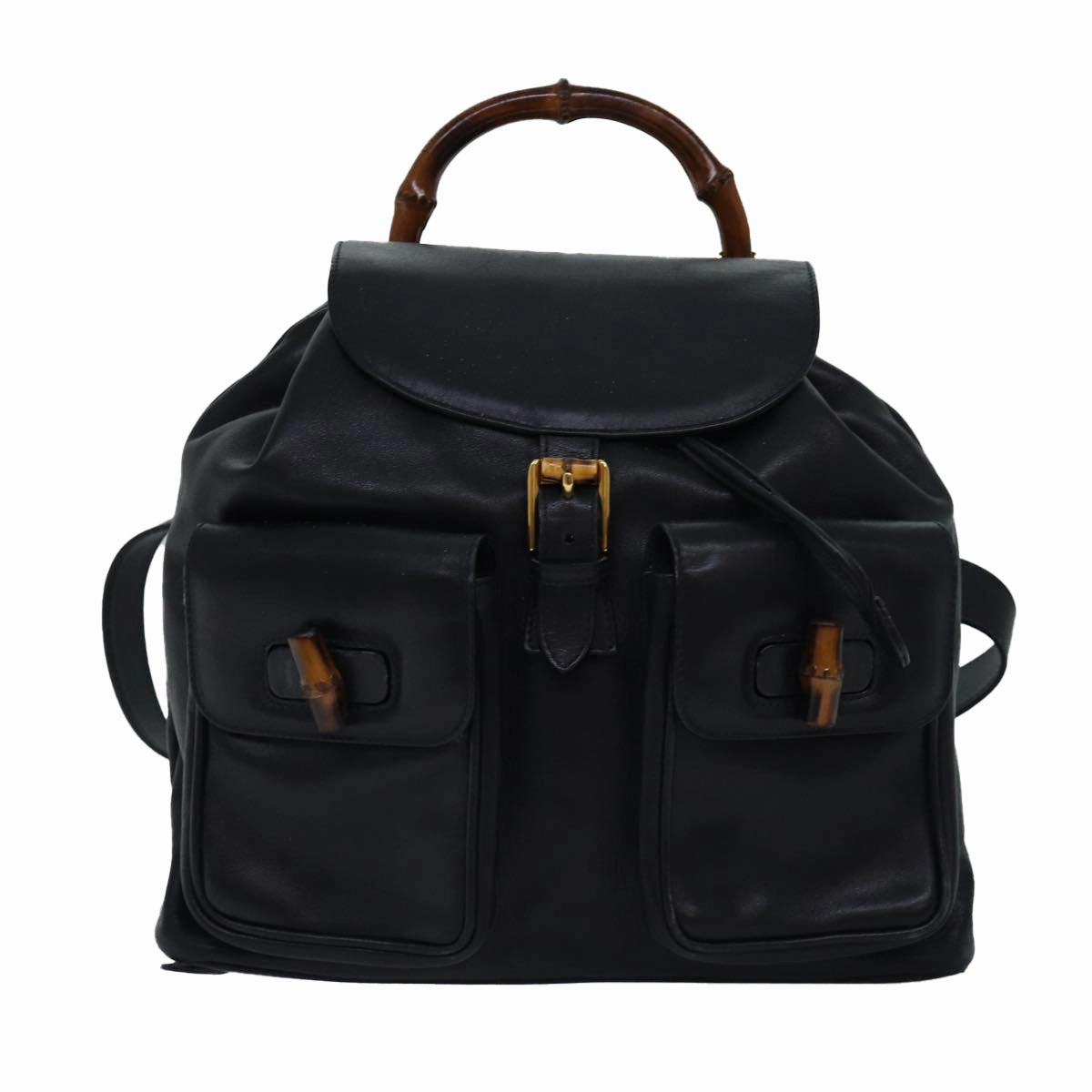GUCCI Bamboo Backpack Leather Black 003 2058 0016  fm3461