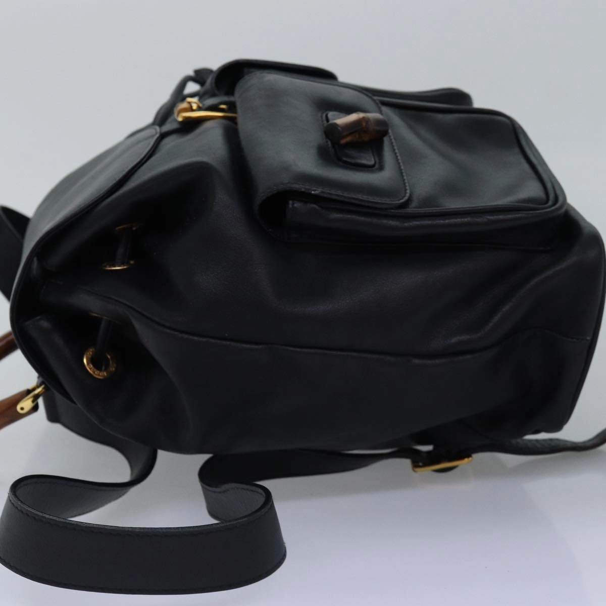 GUCCI Bamboo Backpack Leather Black 003 2058 0016  fm3461