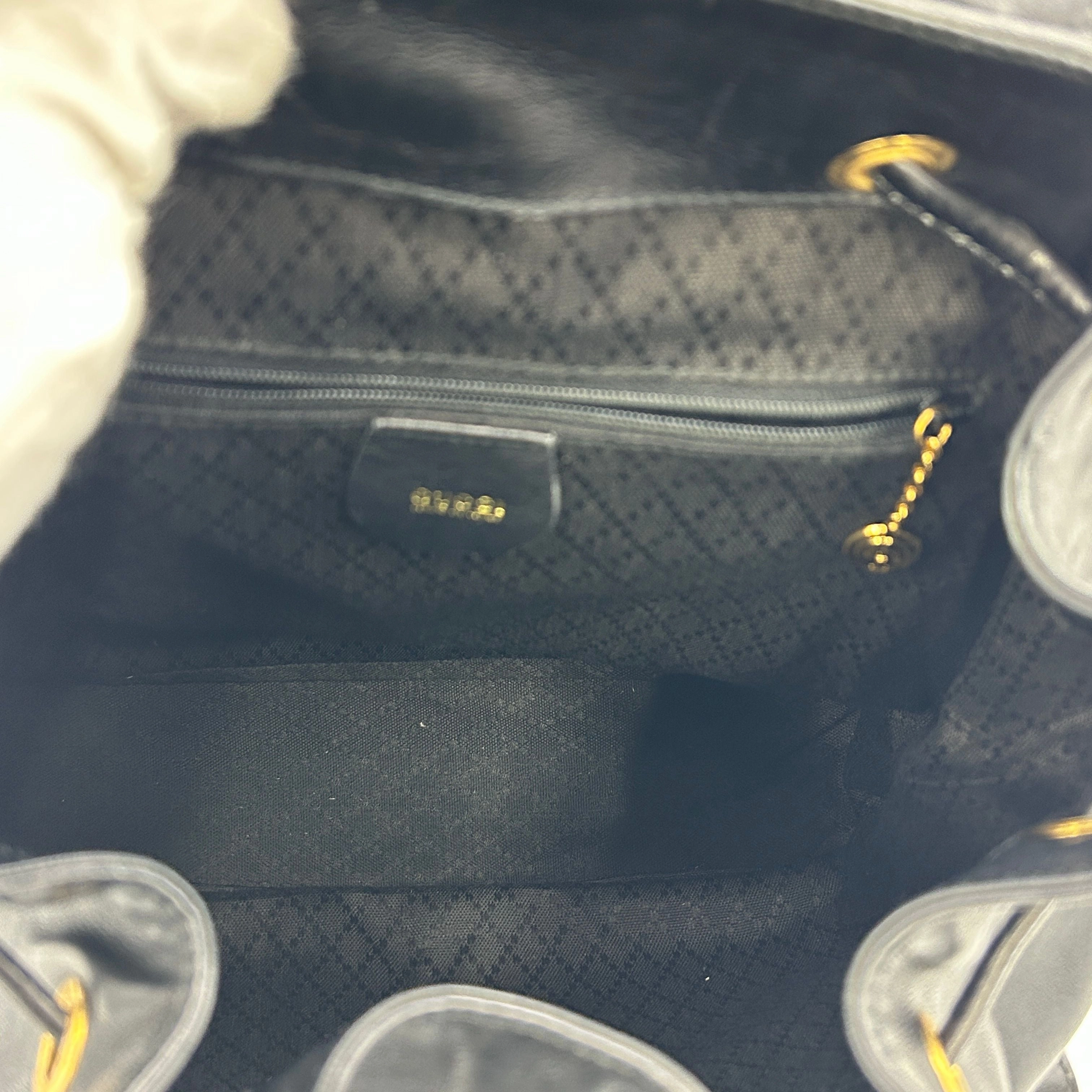 GUCCI Bamboo Backpack Leather Black Purse gu8828bd