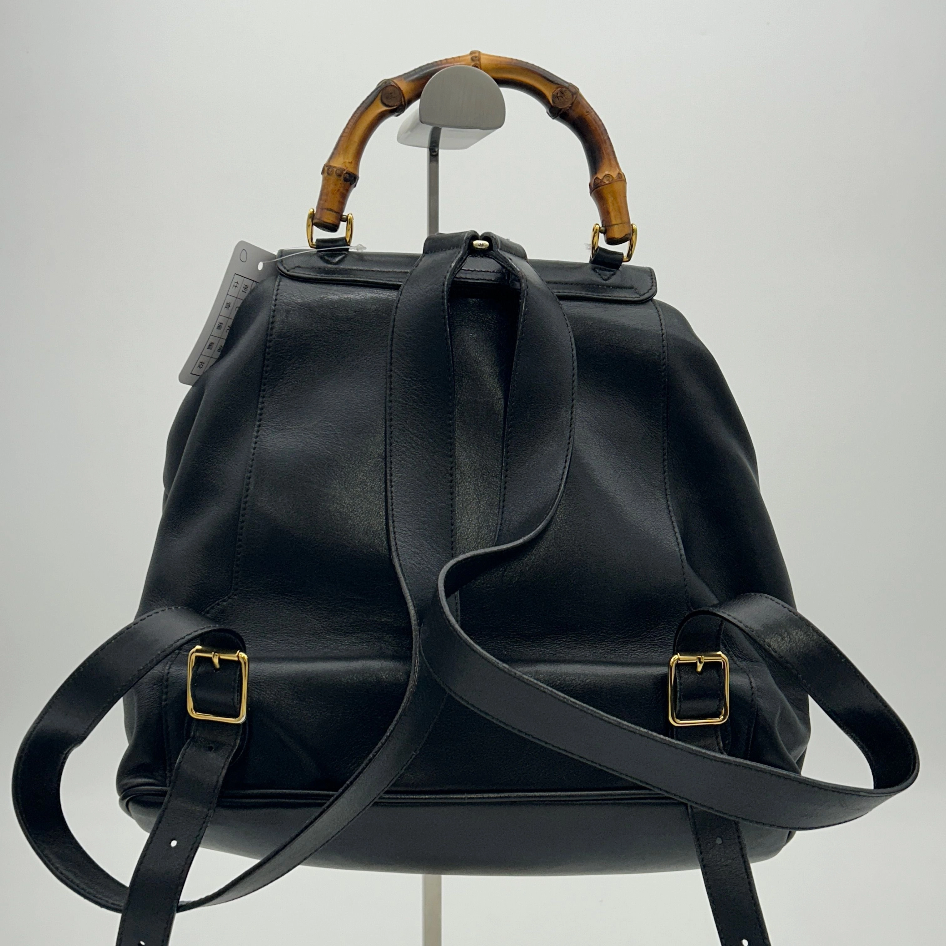 GUCCI Bamboo Backpack Leather Black Purse gu8828bd