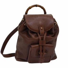 GUCCI Bamboo Backpack Leather Brown 003 3444 0030  ep4526