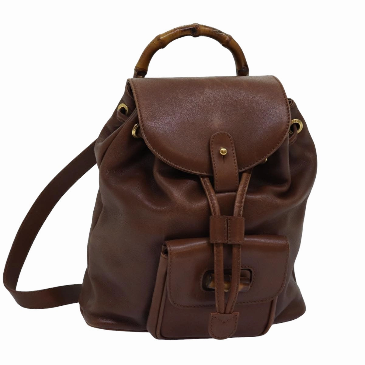 GUCCI Bamboo Backpack Leather Brown 003 3444 0030  ep4526