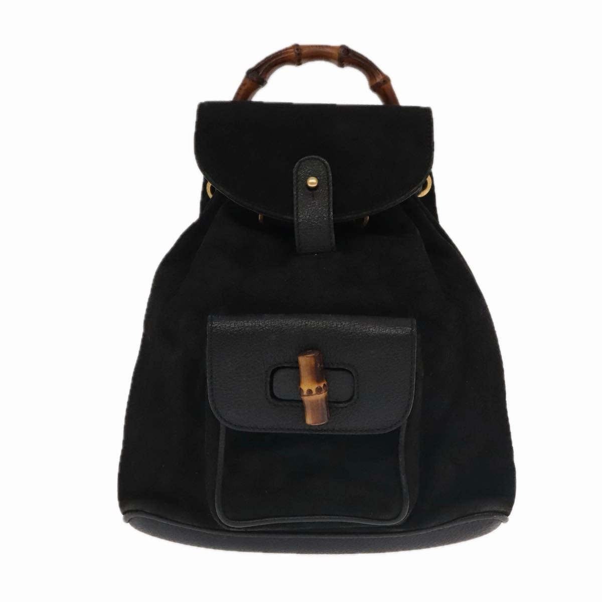 Gucci Bamboo Black Suede Backpack Bag ()