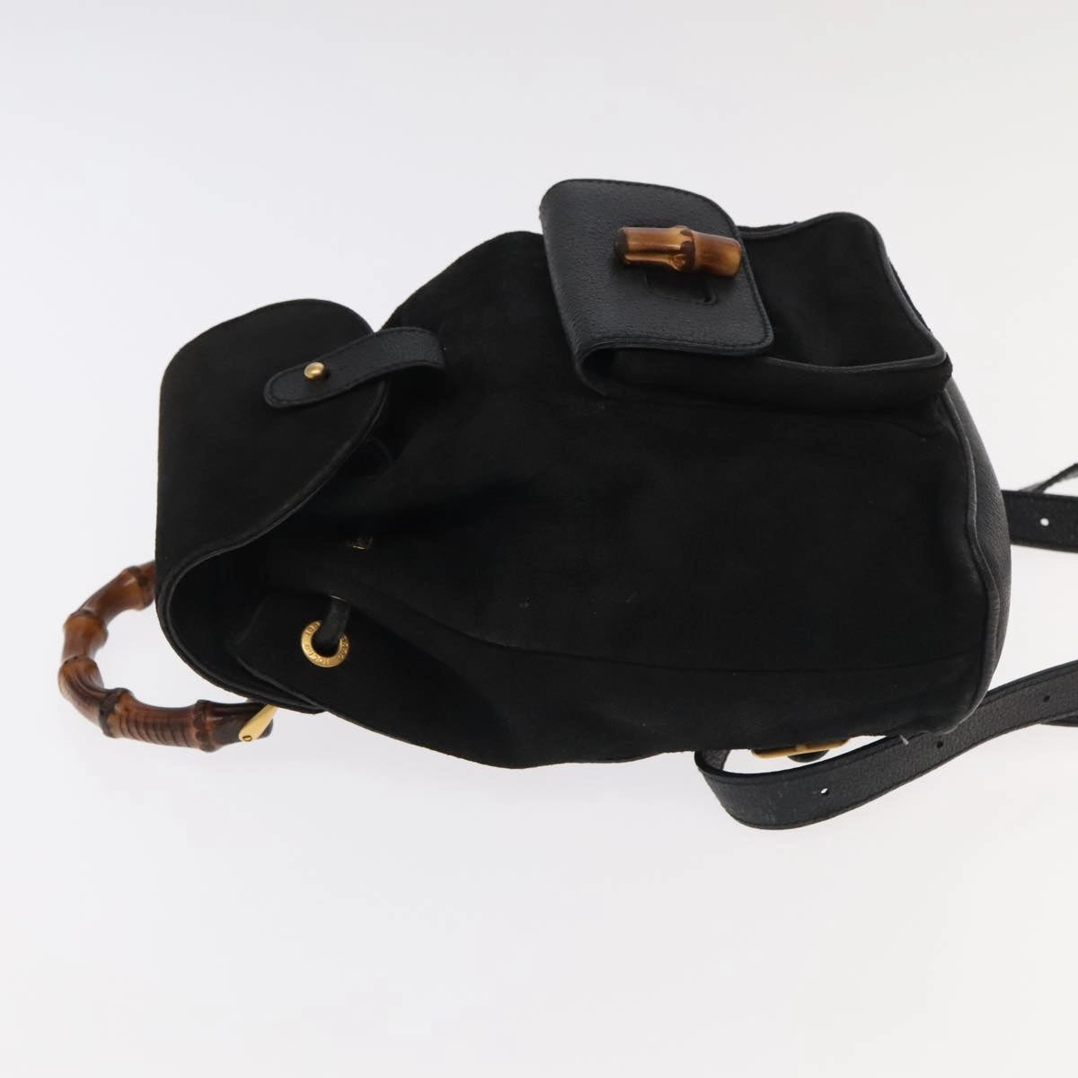Gucci Bamboo Black Suede Backpack Bag ()