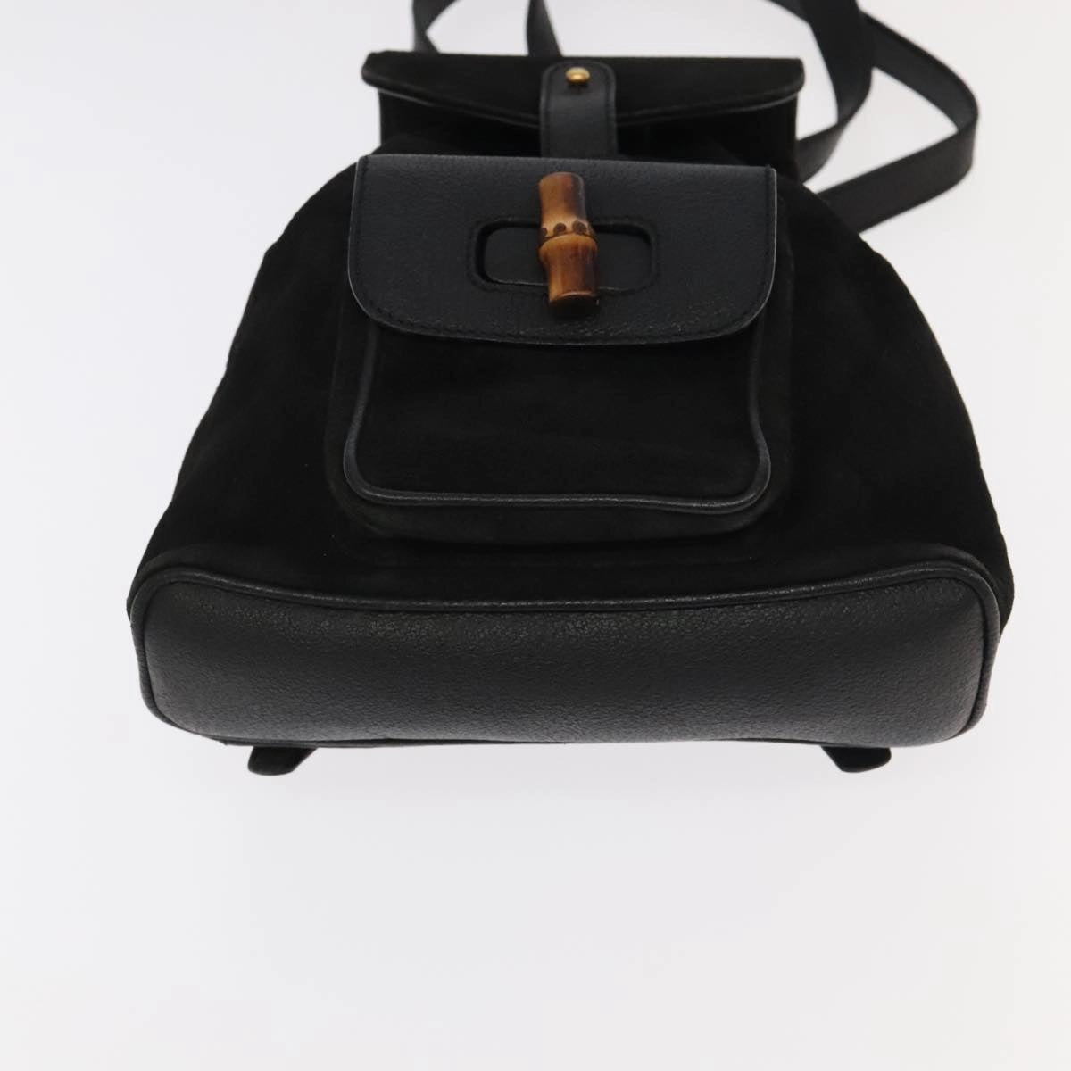 Gucci Bamboo Black Suede Backpack Bag ()