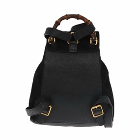 Gucci Bamboo Black Suede Backpack Bag ()