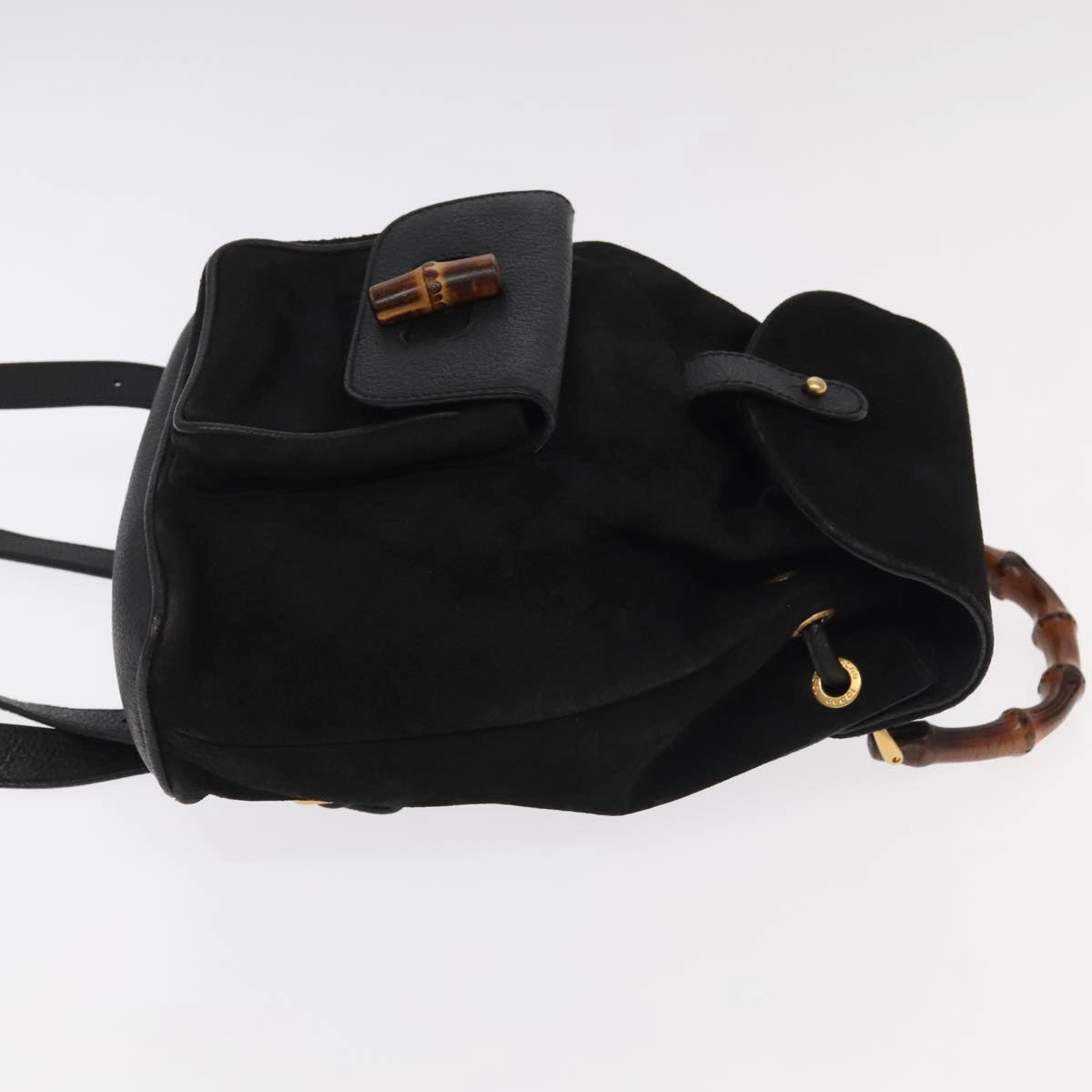 Gucci Bamboo Black Suede Backpack Bag ()