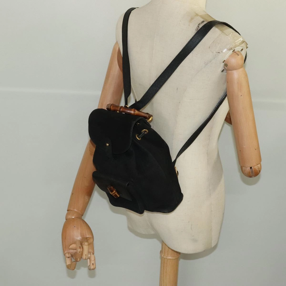 Gucci Bamboo Black Suede Backpack Bag ()
