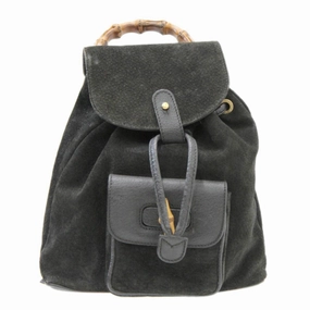 Gucci Bamboo Black Suede Leather Backpack ()