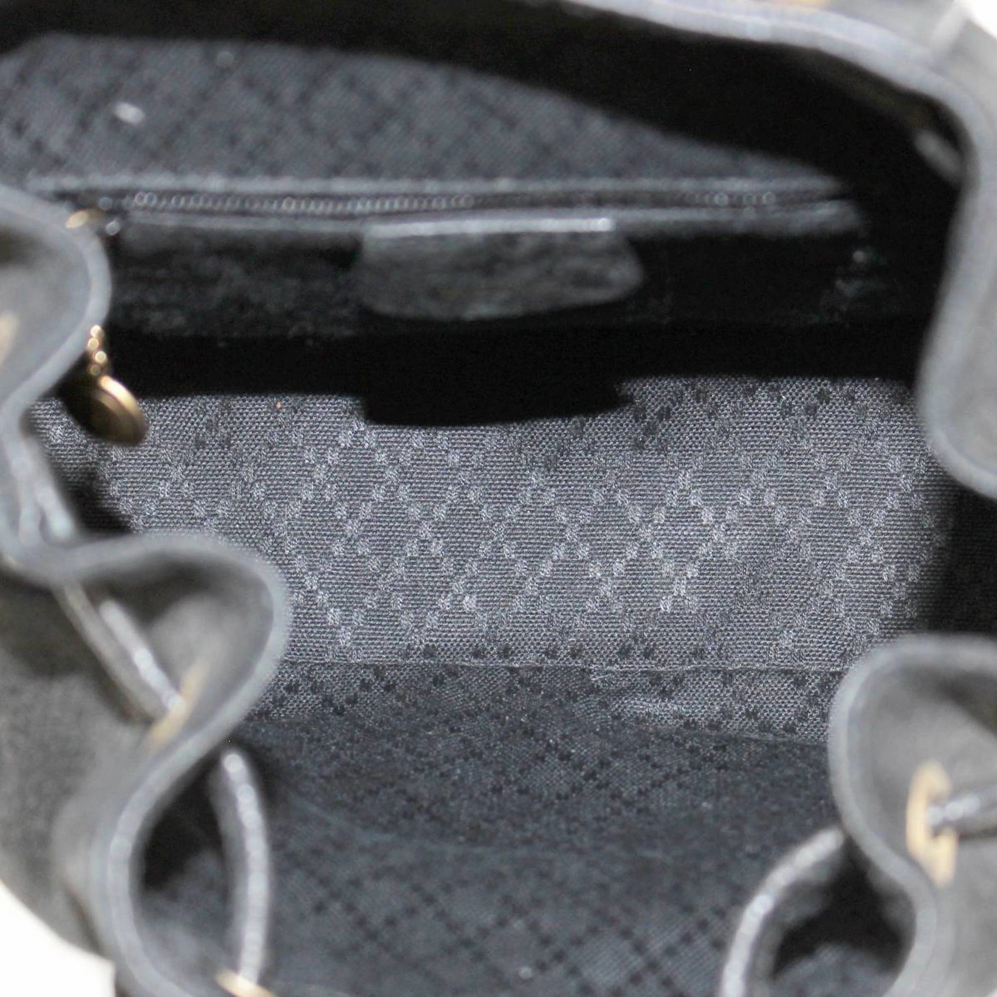 Gucci Bamboo Black Suede Leather Backpack ()
