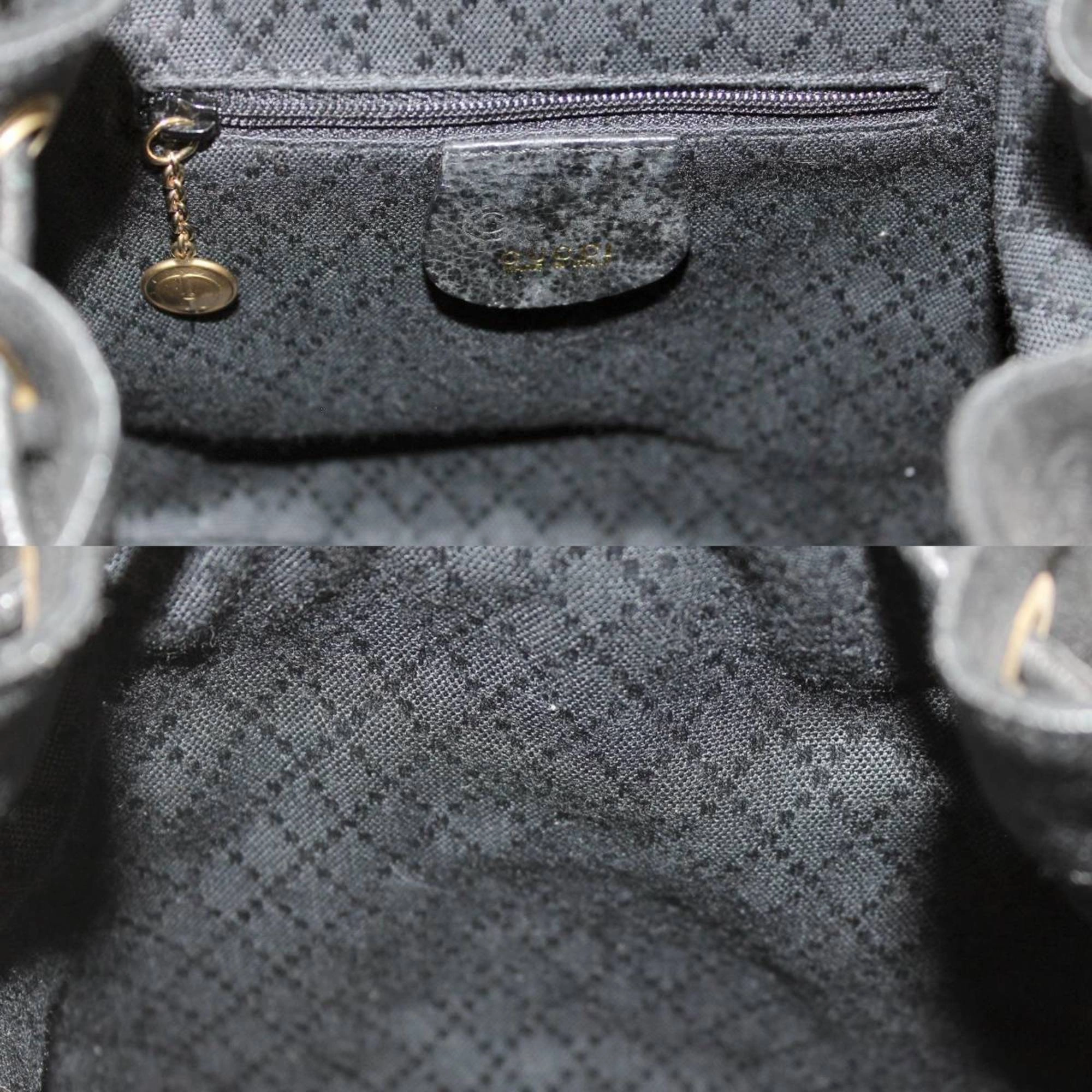 Gucci Bamboo Black Suede Leather Backpack ()