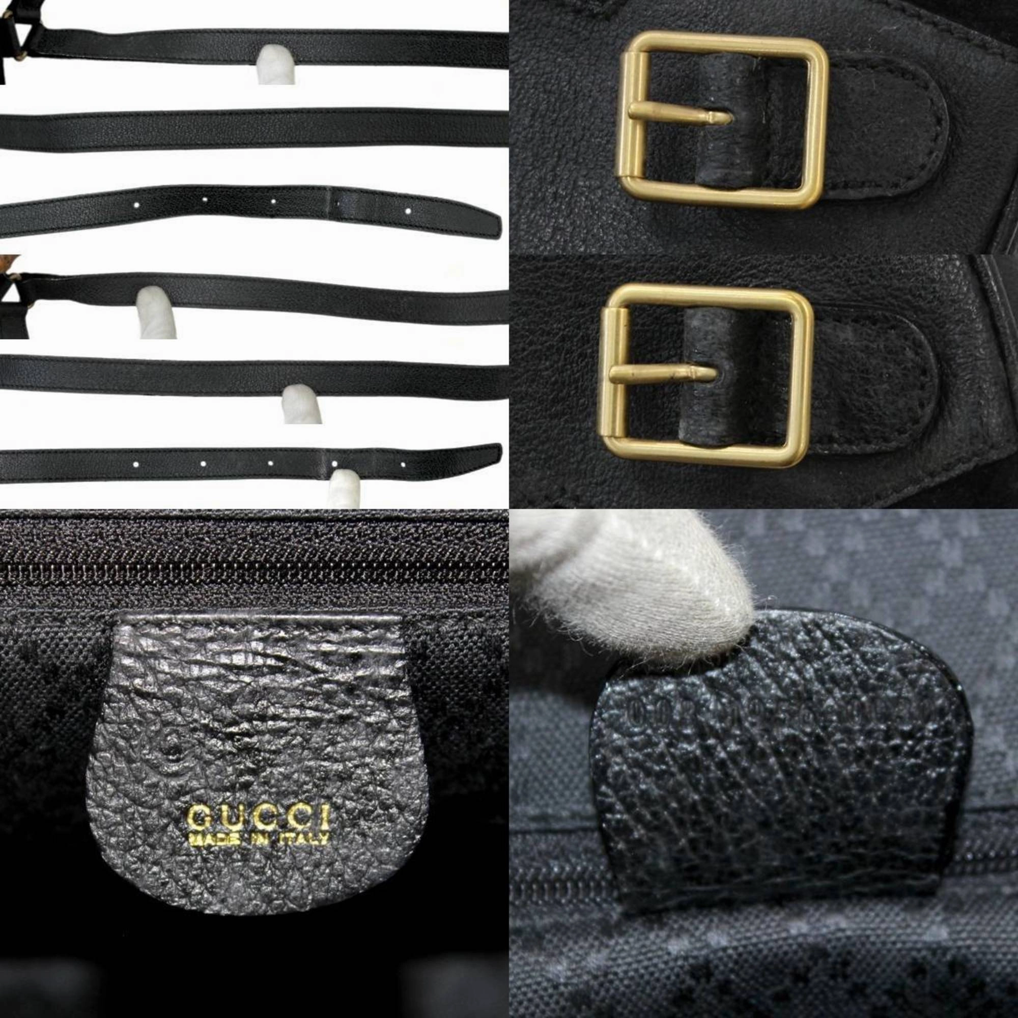 Gucci Bamboo Black Suede Leather Backpack ()