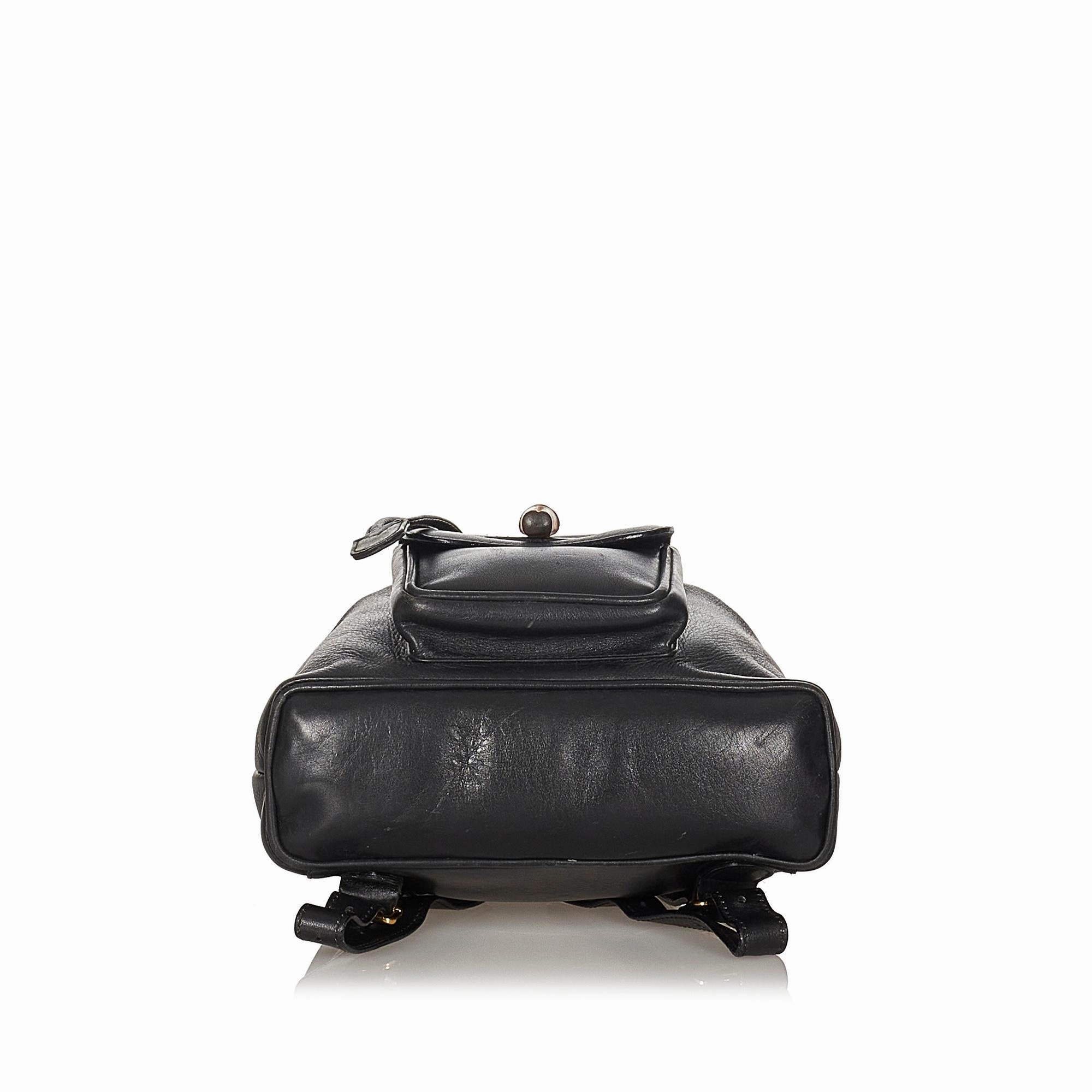 Gucci Bamboo Leather Drawstring Backpack (SHG-21546)