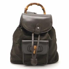 Gucci Bamboo Mini Backpack Nylon Canvas Leather