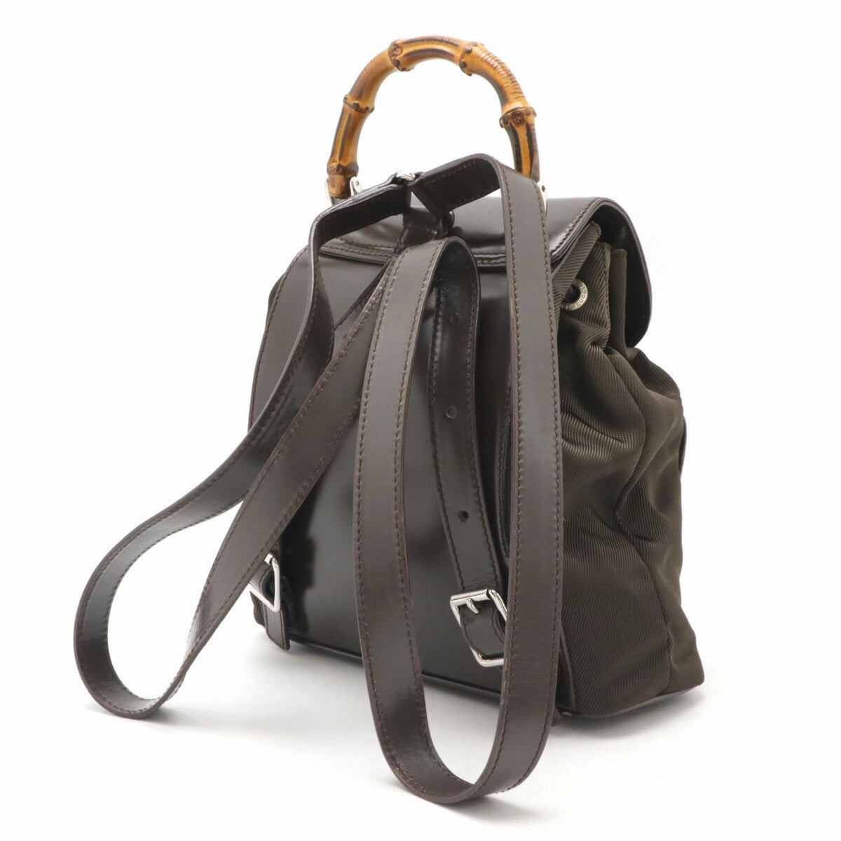 Gucci Bamboo Mini Backpack Nylon Canvas Leather