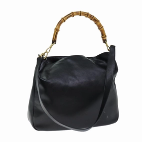 GUCCI Bamboo Shoulder Bag Leather 2way Black 001 1781 1577  ep4378