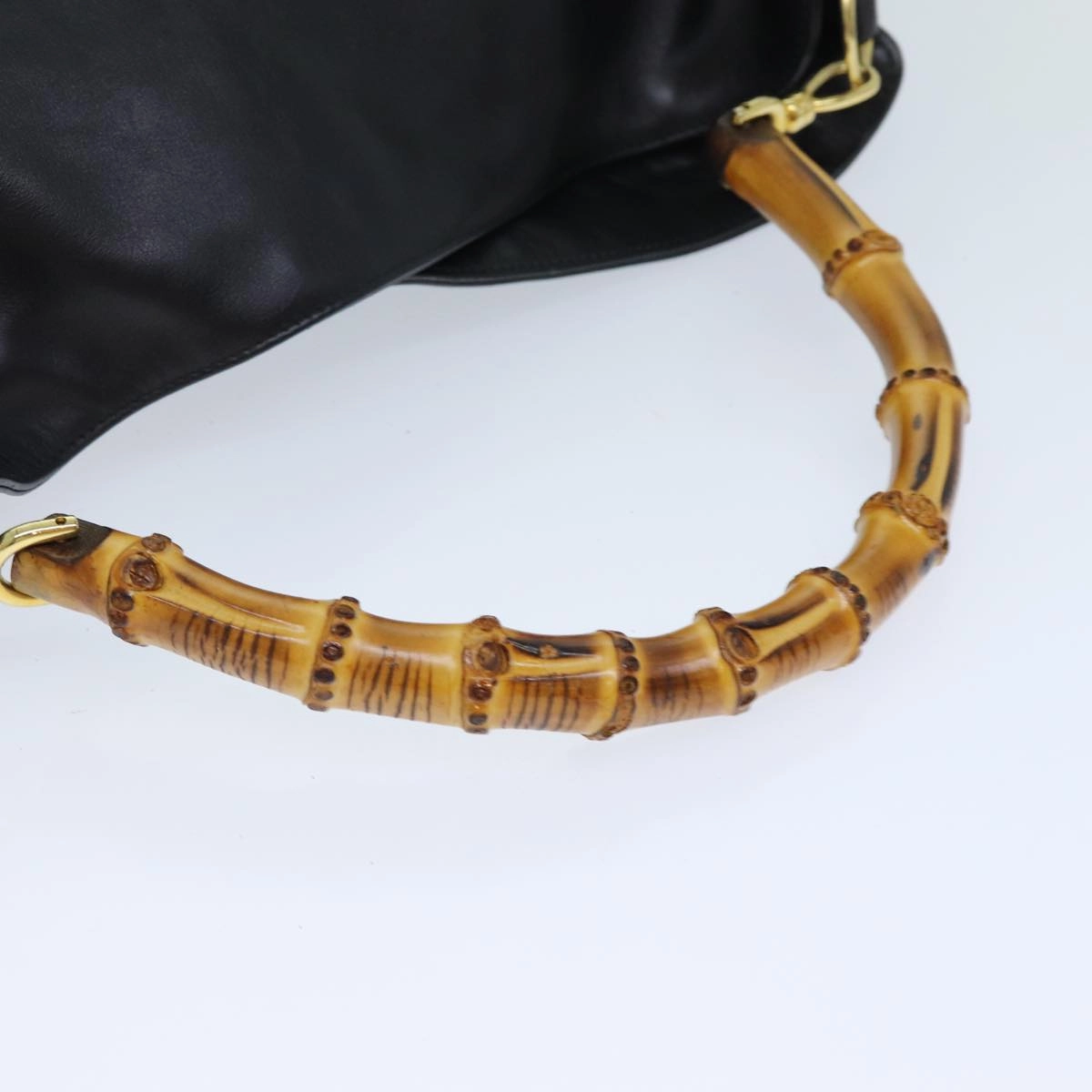 GUCCI Bamboo Shoulder Bag Leather 2way Black 001 1781 1577  ep4378