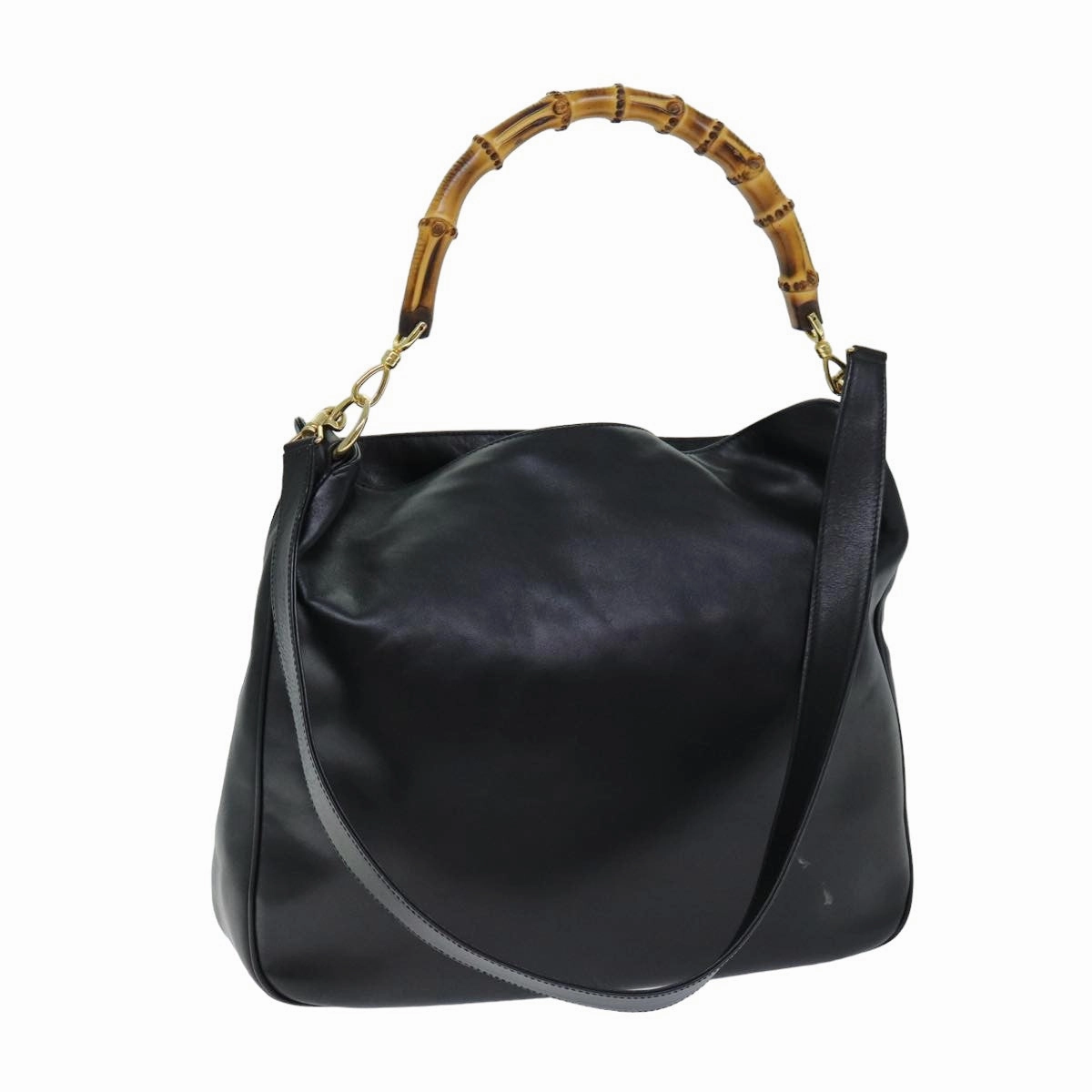 GUCCI Bamboo Shoulder Bag Leather 2way Black 001 1781 1577  ep4378
