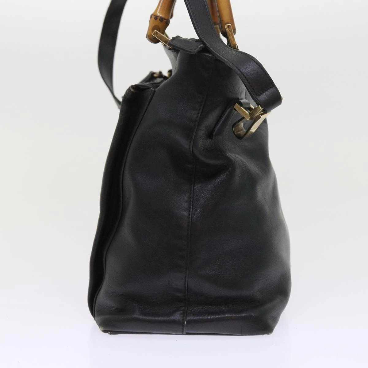 GUCCI Bamboo Shoulder Bag Leather 2way Black  54020
