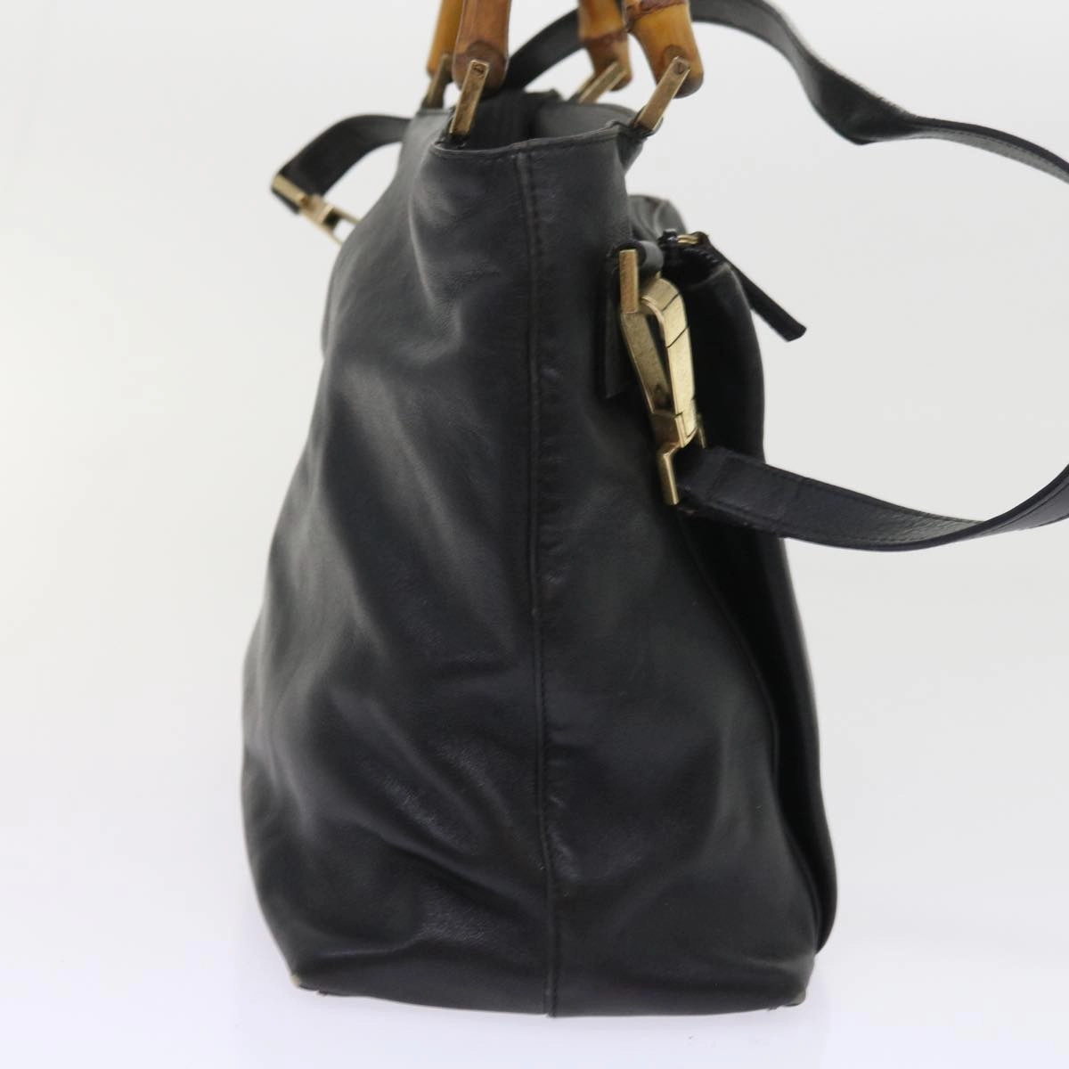 GUCCI Bamboo Shoulder Bag Leather 2way Black  54020