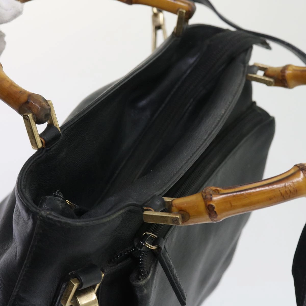 GUCCI Bamboo Shoulder Bag Leather 2way Black  54020