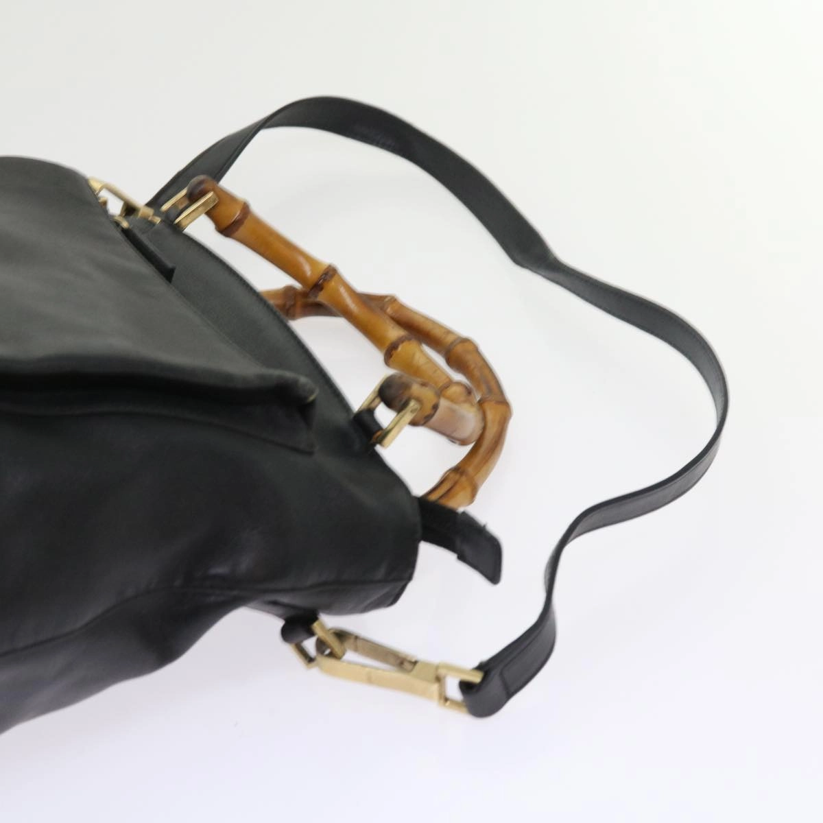 GUCCI Bamboo Shoulder Bag Leather 2way Black  54020