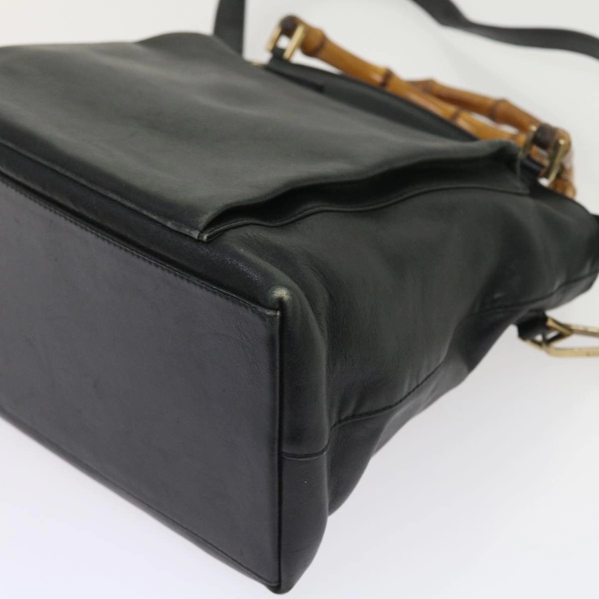 GUCCI Bamboo Shoulder Bag Leather 2way Black  54020