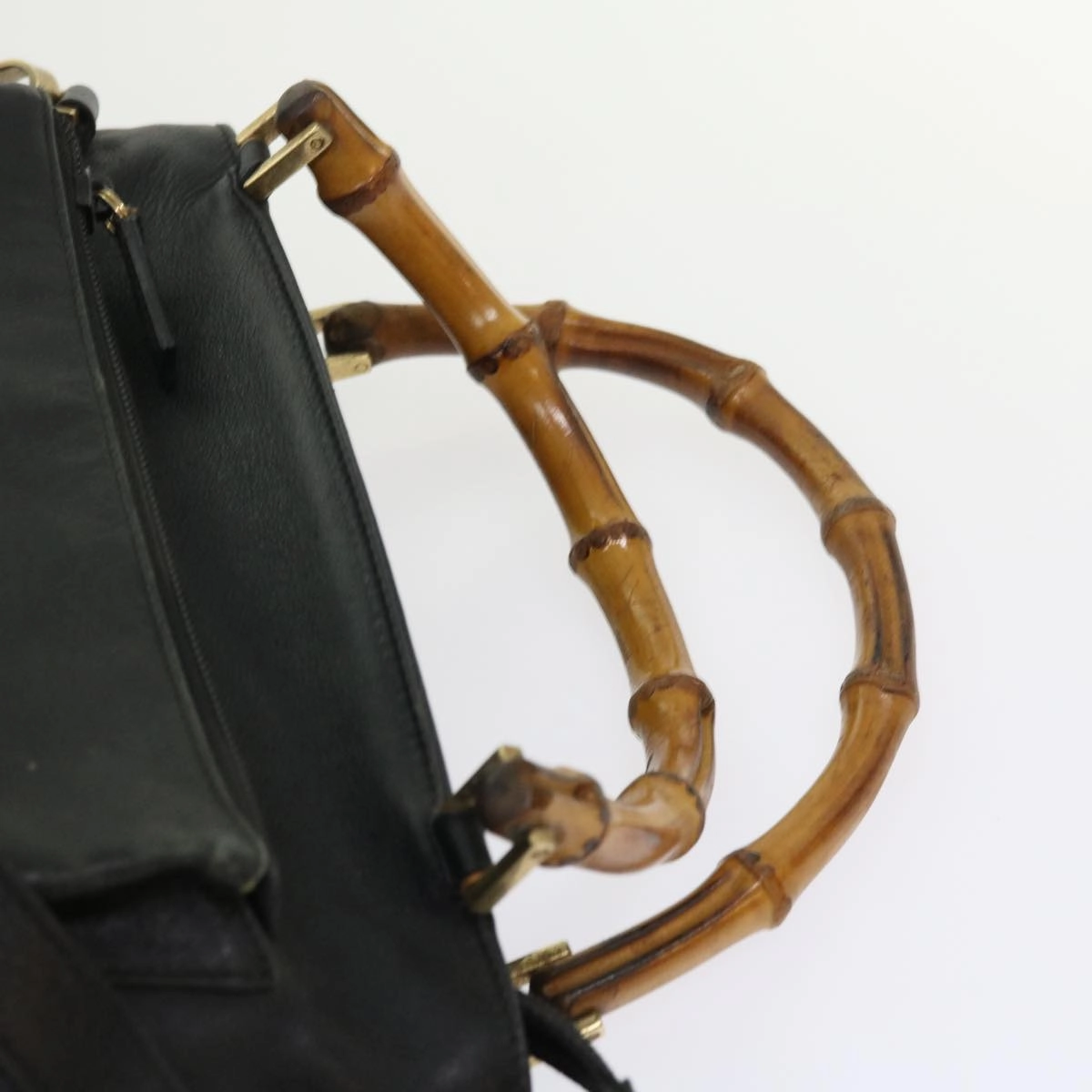 GUCCI Bamboo Shoulder Bag Leather 2way Black  54020