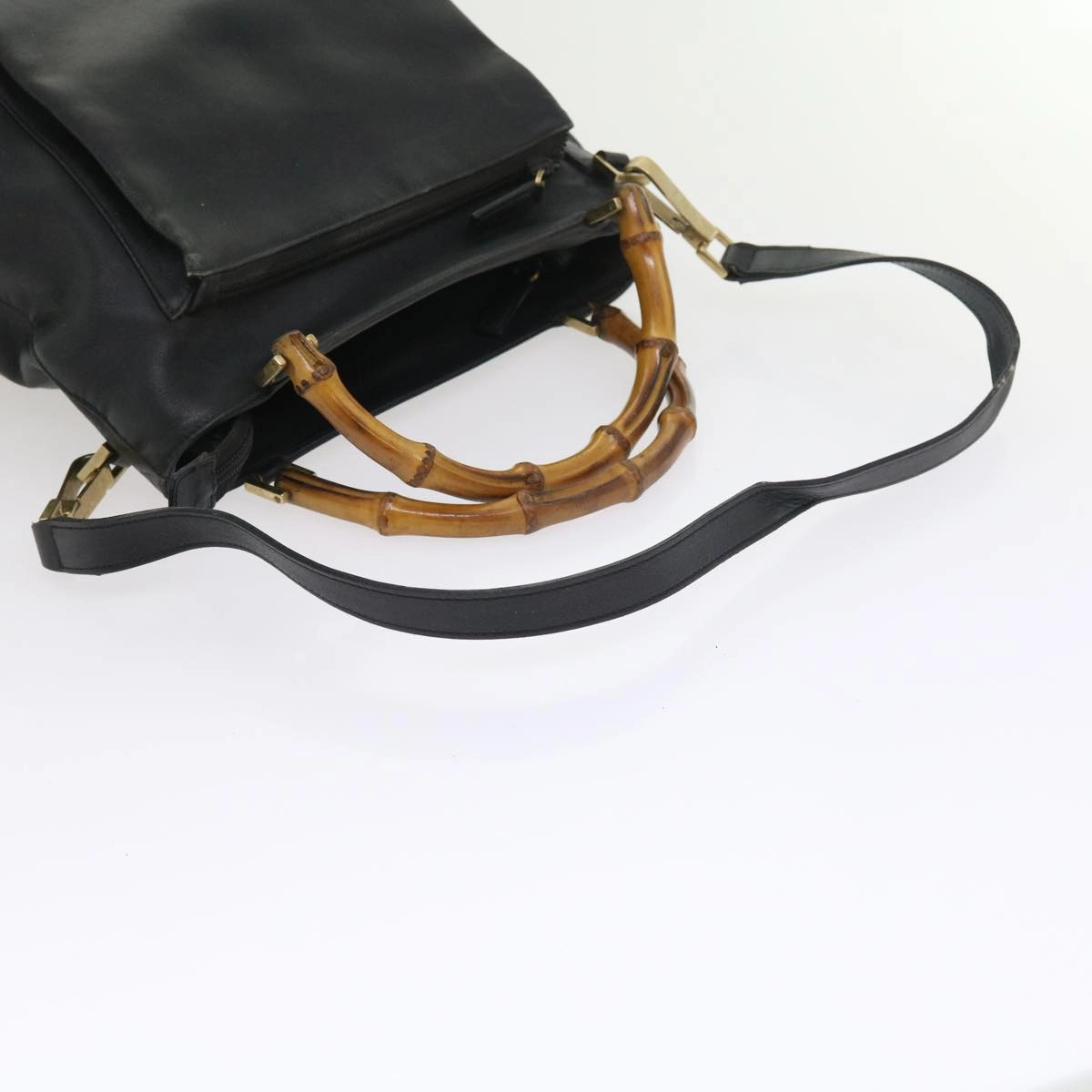 GUCCI Bamboo Shoulder Bag Leather 2way Black  54020