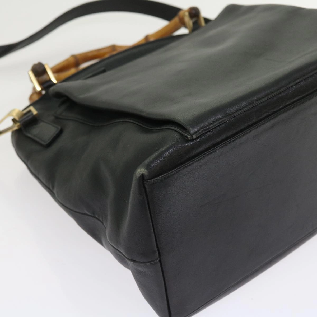 GUCCI Bamboo Shoulder Bag Leather 2way Black  54020