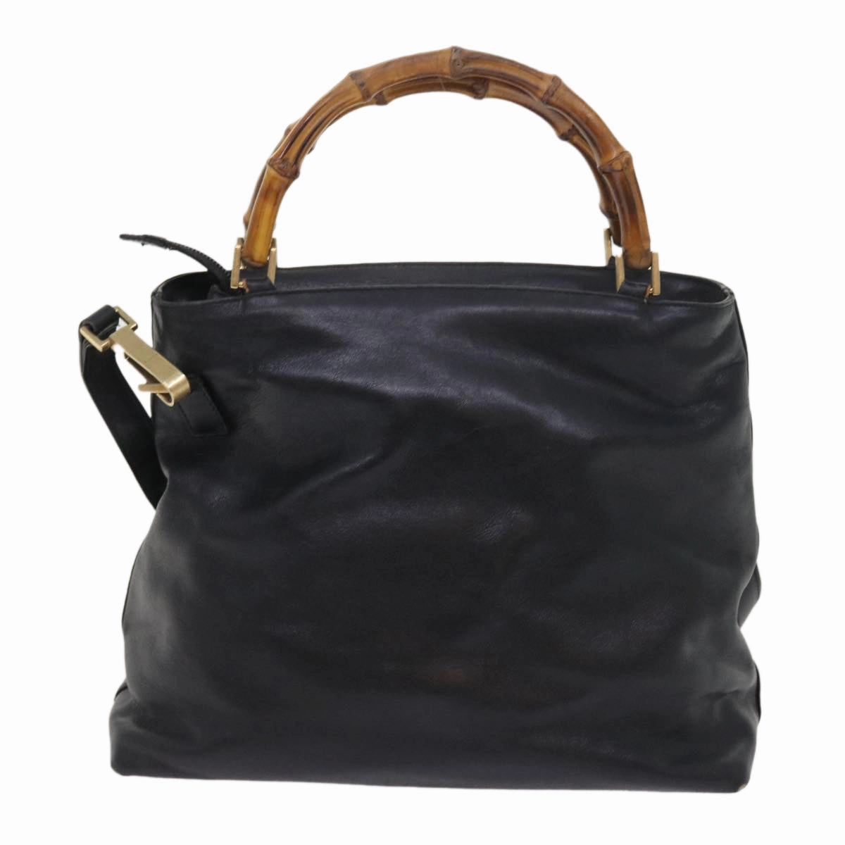 GUCCI Bamboo Shoulder Bag Leather 2way Black  54020
