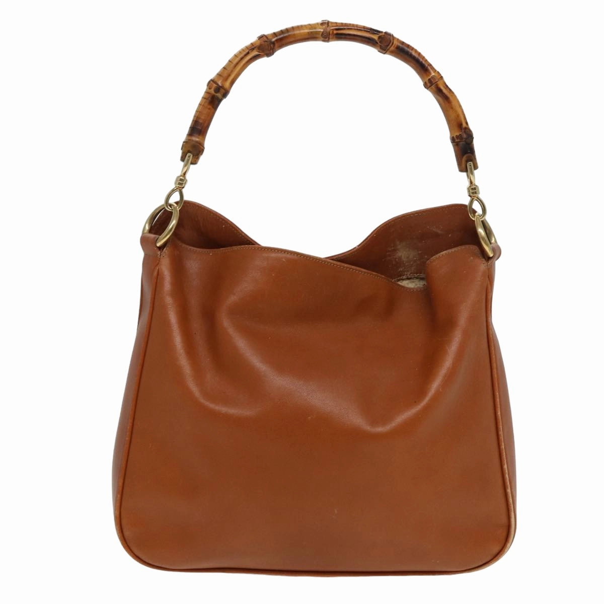 GUCCI Bamboo Shoulder Bag Leather 2way Brown 001 0166 1638  80845