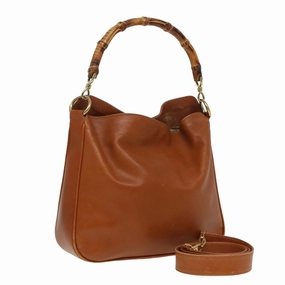 GUCCI Bamboo Shoulder Bag Leather 2way Brown 001 0166 1638  80845