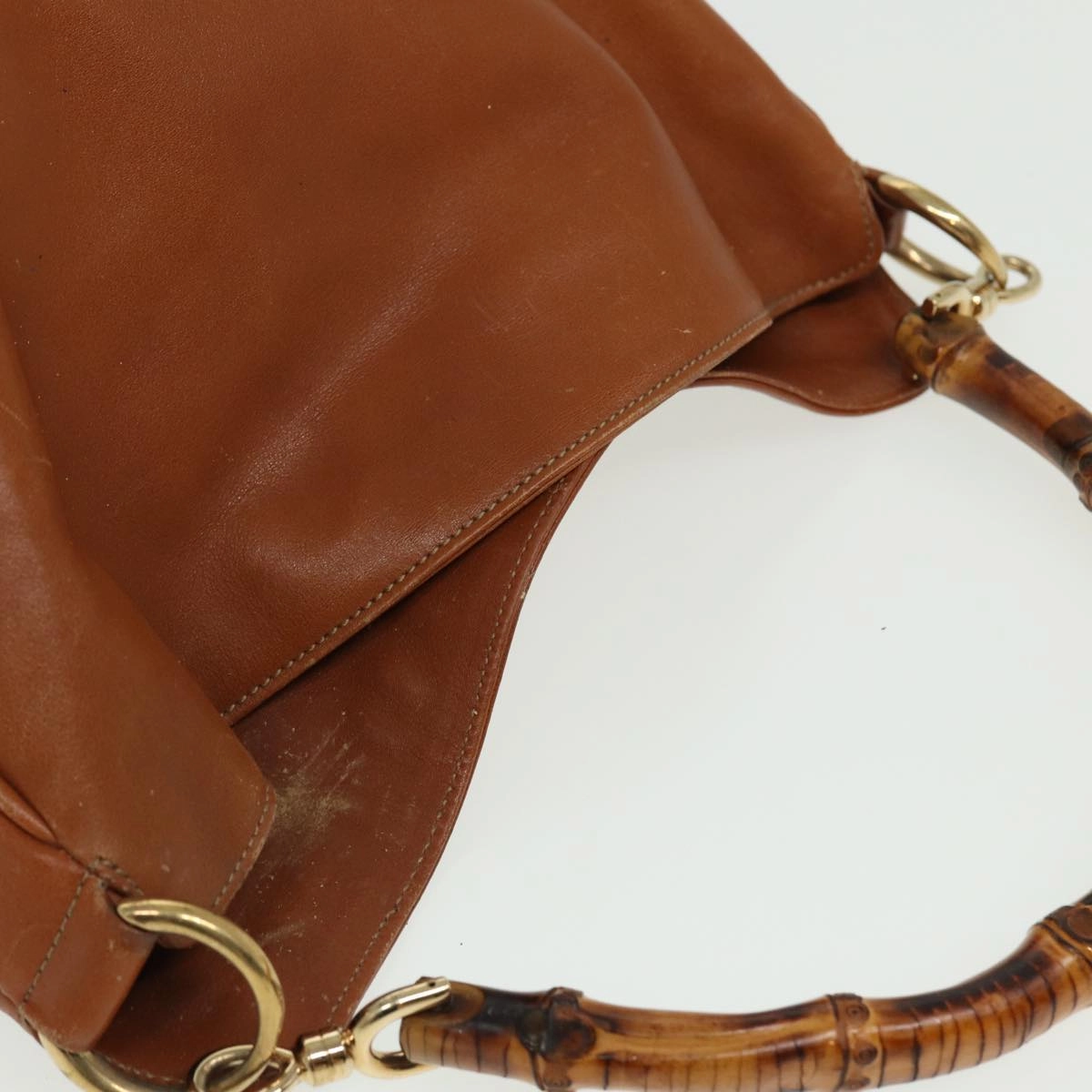 GUCCI Bamboo Shoulder Bag Leather 2way Brown 001 0166 1638  80845