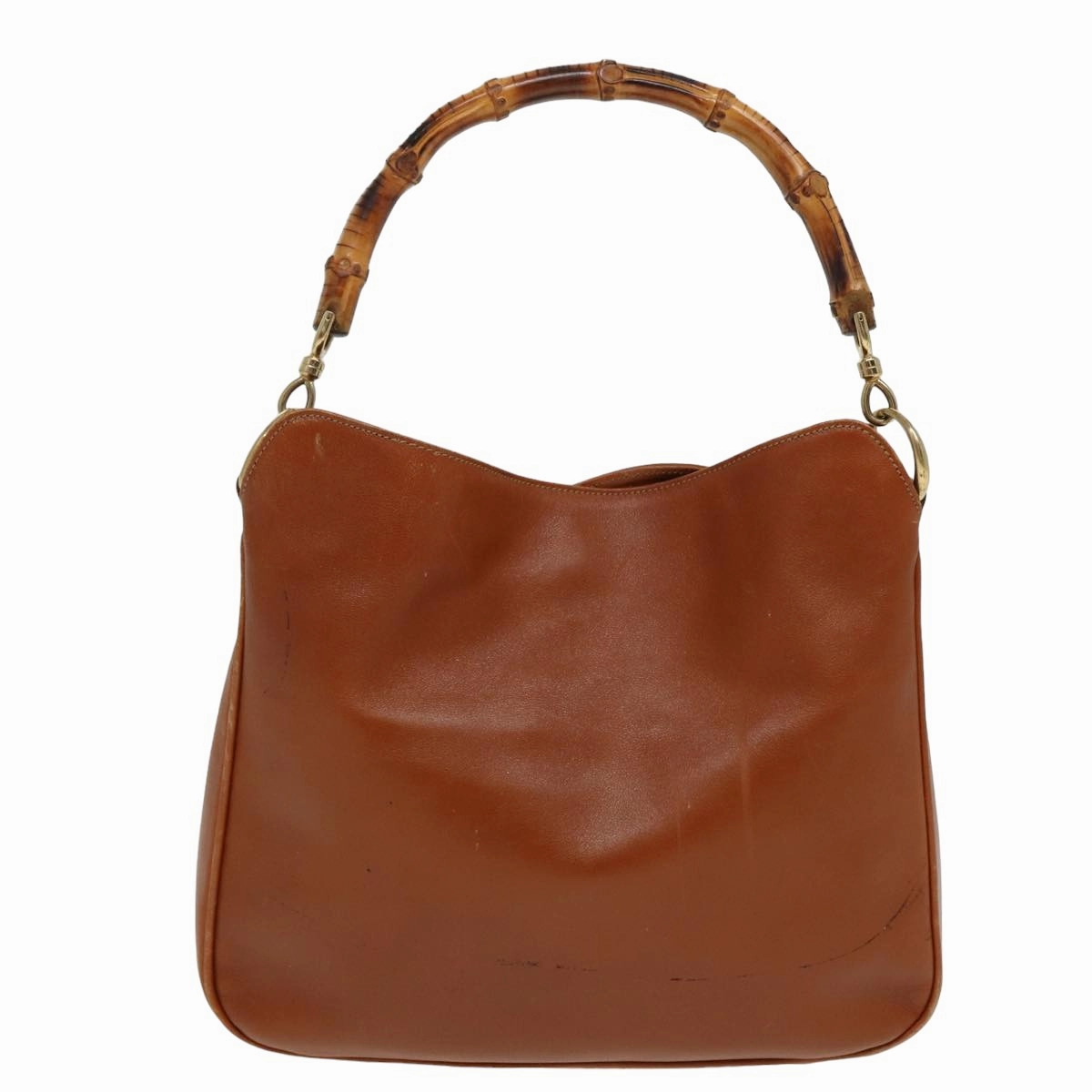 GUCCI Bamboo Shoulder Bag Leather 2way Brown 001 0166 1638  80845