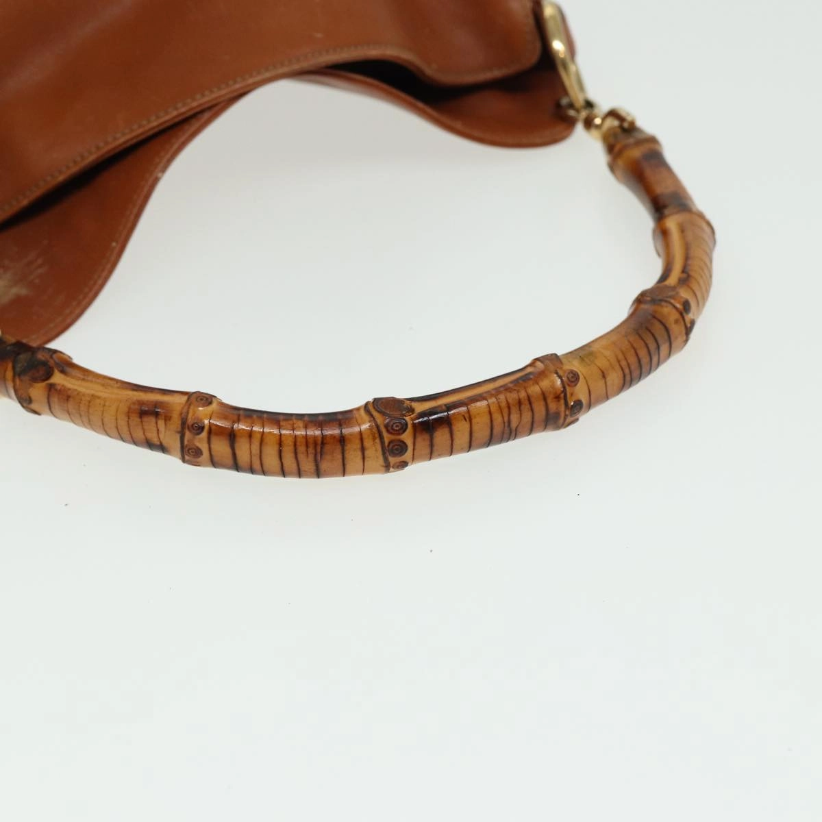 GUCCI Bamboo Shoulder Bag Leather 2way Brown 001 0166 1638  80845