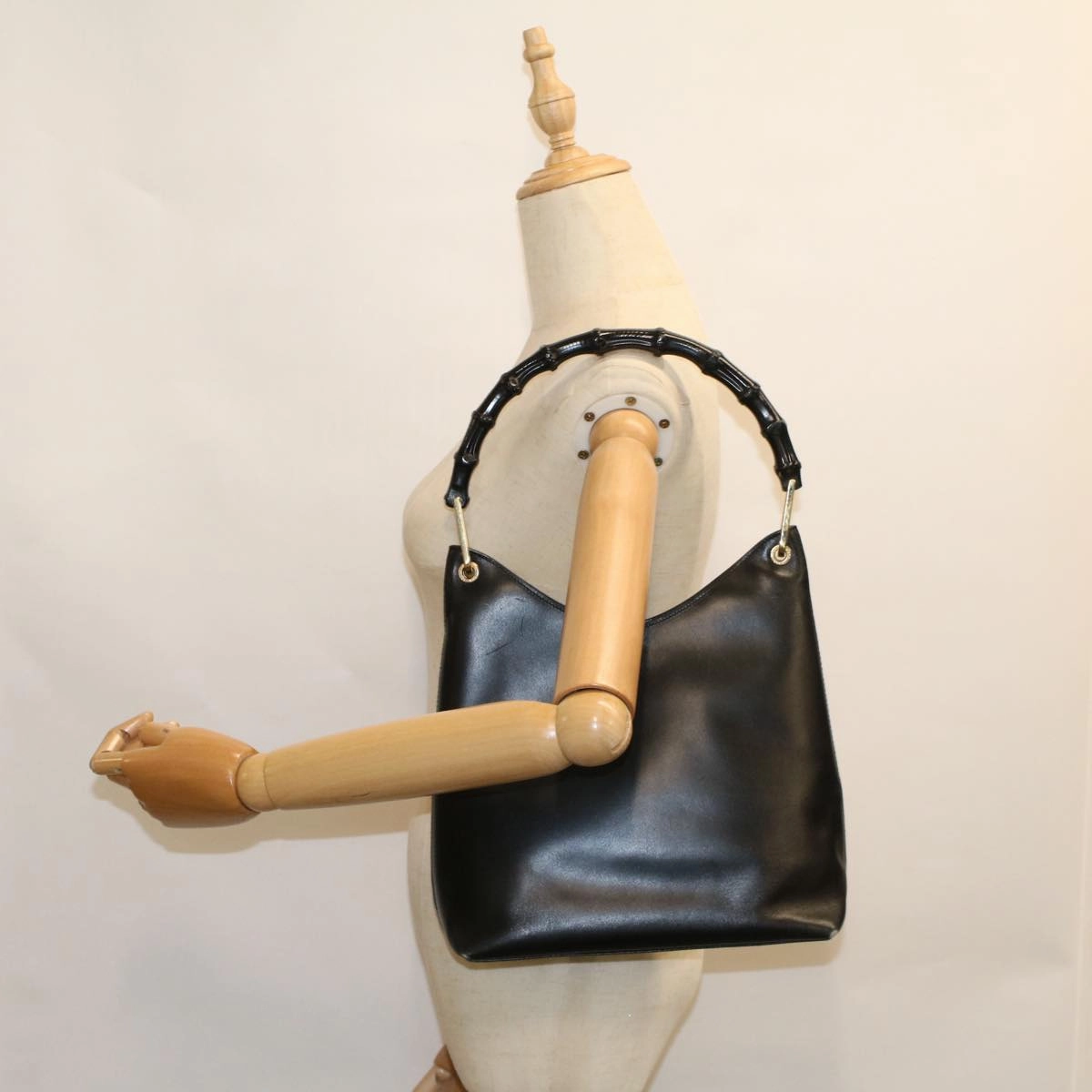 GUCCI Bamboo Shoulder Bag Leather Black 001 3007 3754  ep2141
