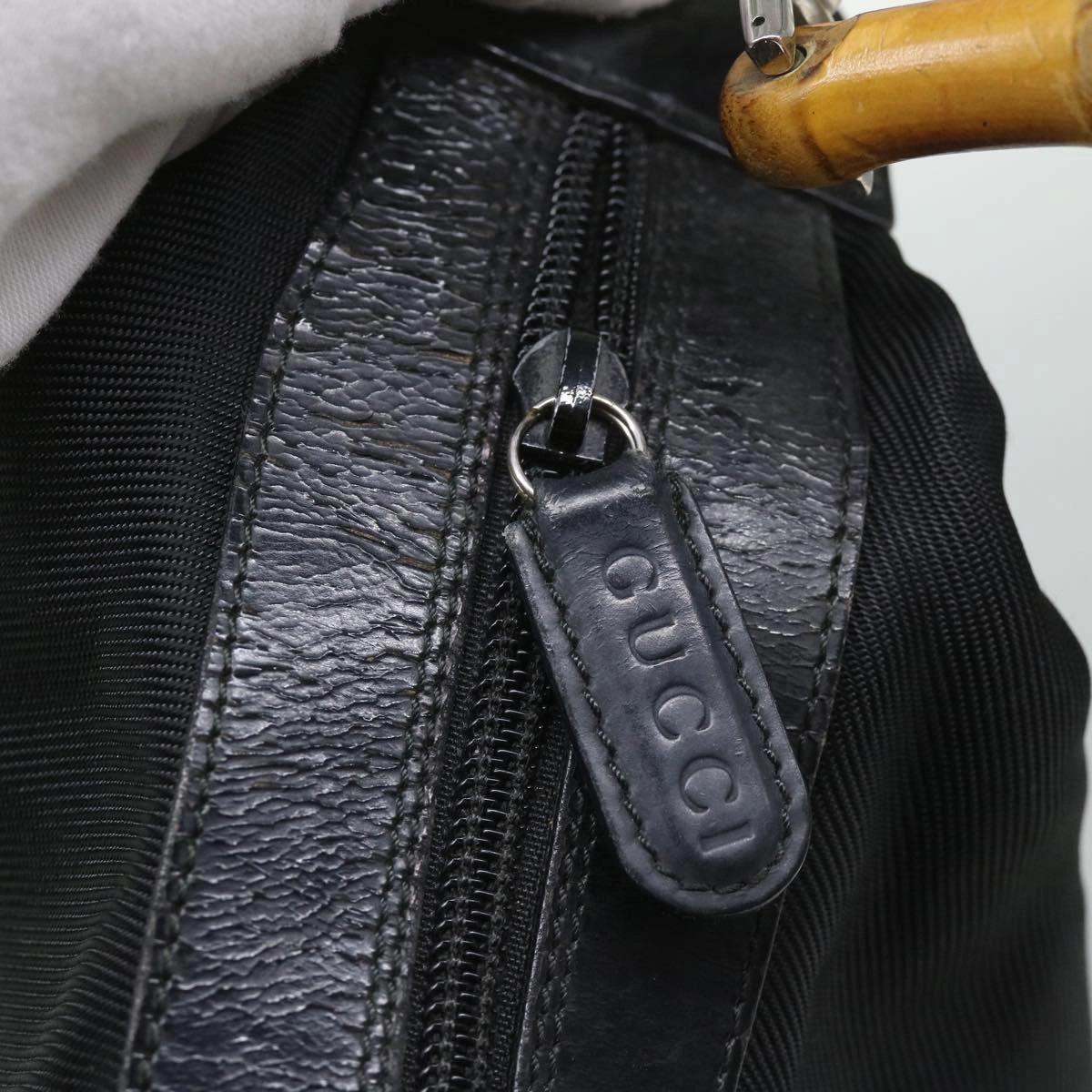 GUCCI Bamboo Shoulder Bag Nylon Canvas Black 000 1075 0531  ep2003
