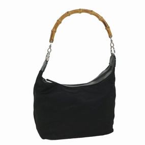 GUCCI Bamboo Shoulder Bag Nylon Canvas Black 000 1075 0531  ep2003
