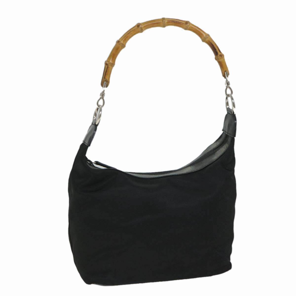 GUCCI Bamboo Shoulder Bag Nylon Canvas Black 000 1075 0531  ep2003