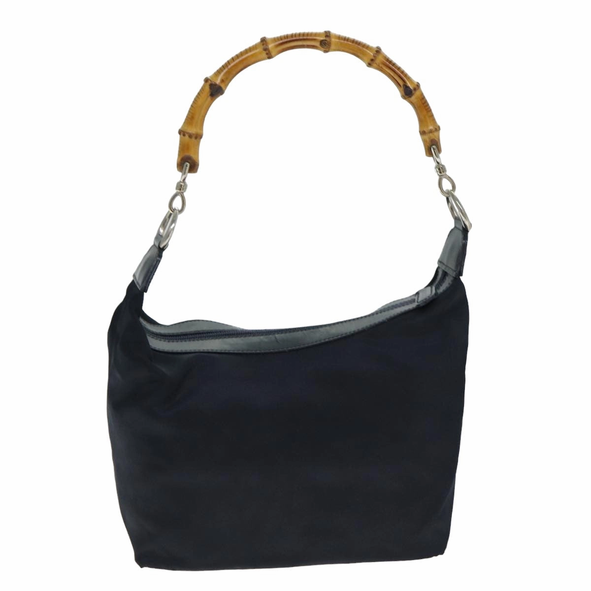 GUCCI Bamboo Shoulder Bag Nylon Navy 000 1956 0531  bs15882