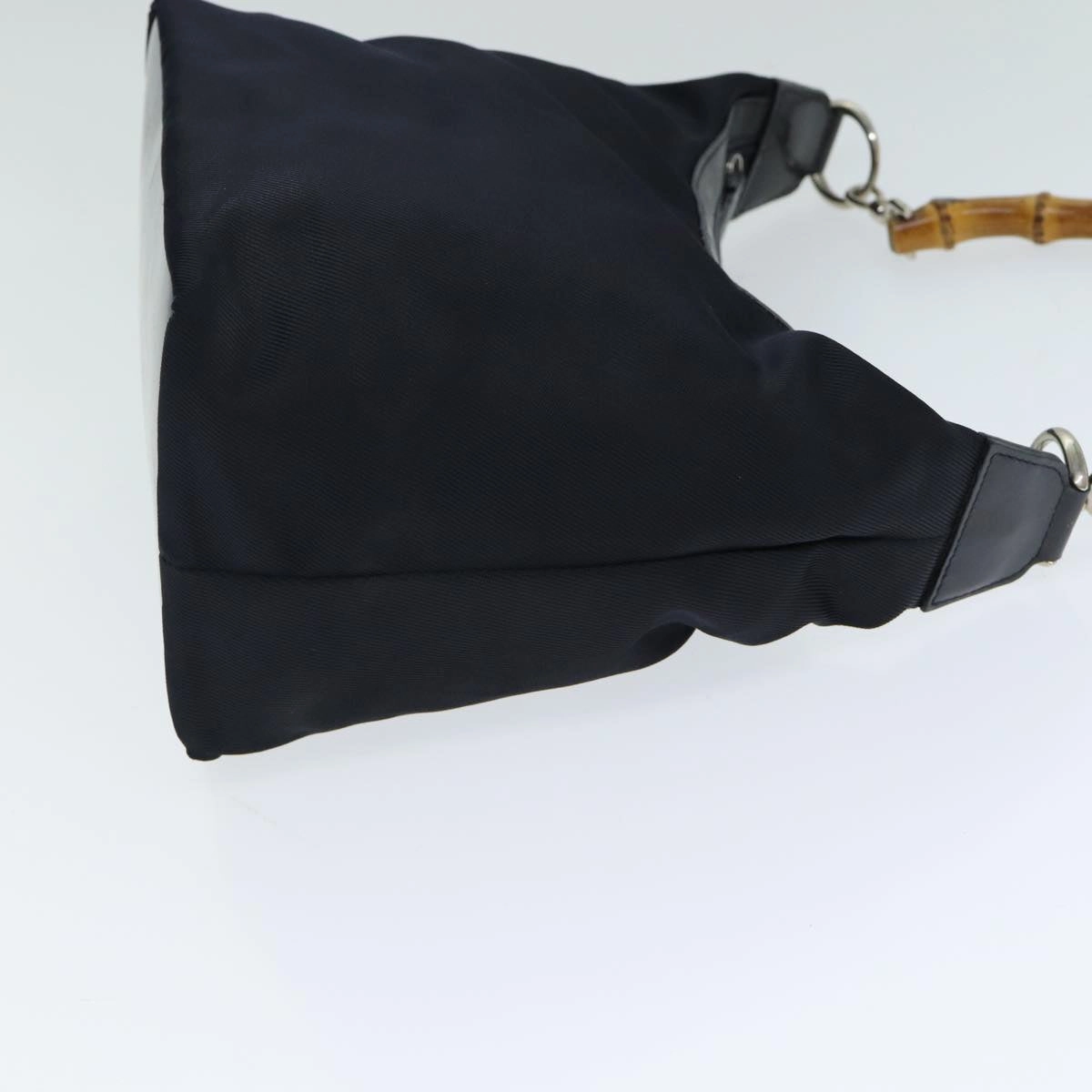 GUCCI Bamboo Shoulder Bag Nylon Navy 000 1956 0531  bs15882