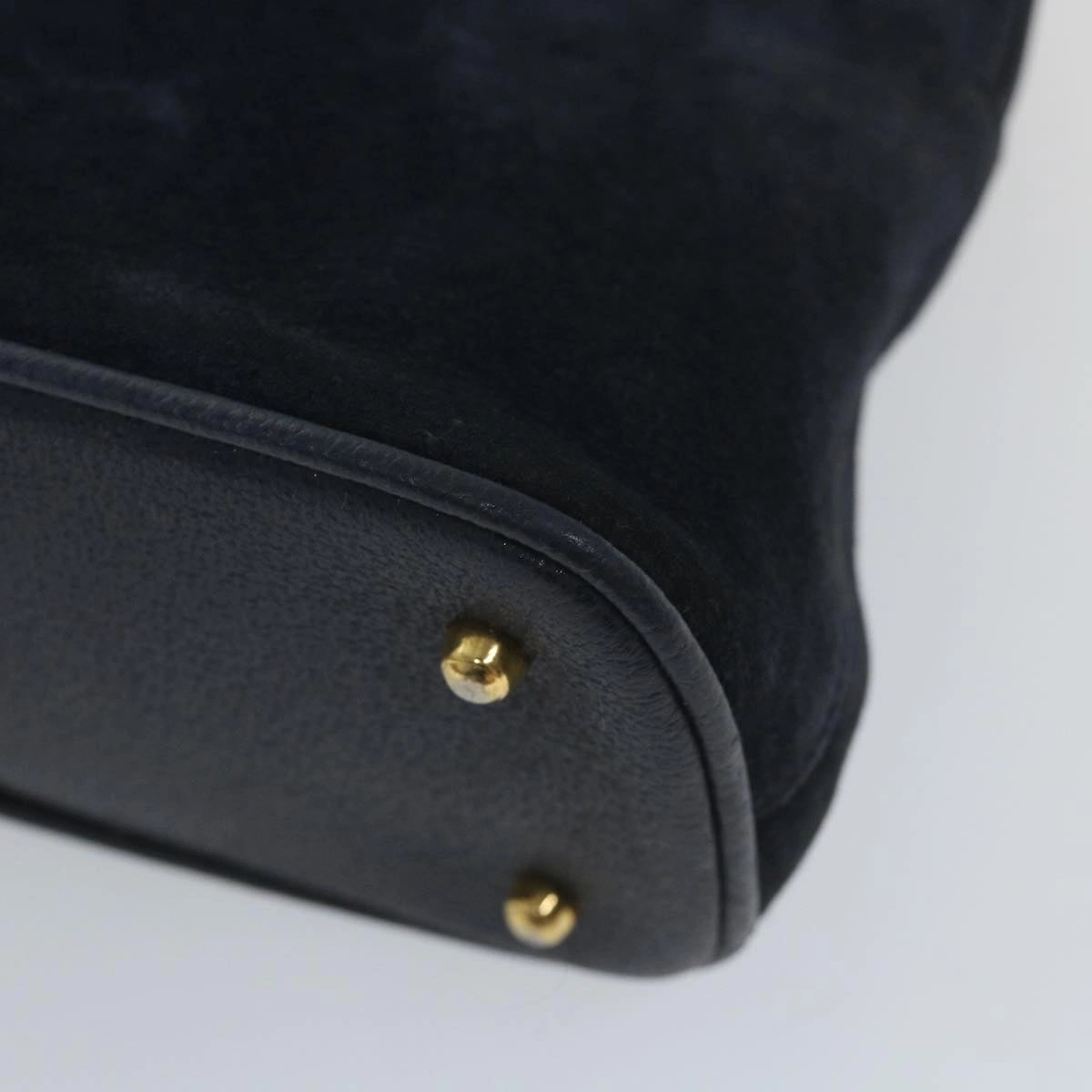 GUCCI Bamboo Shoulder Bag Suede 2way Navy  58084