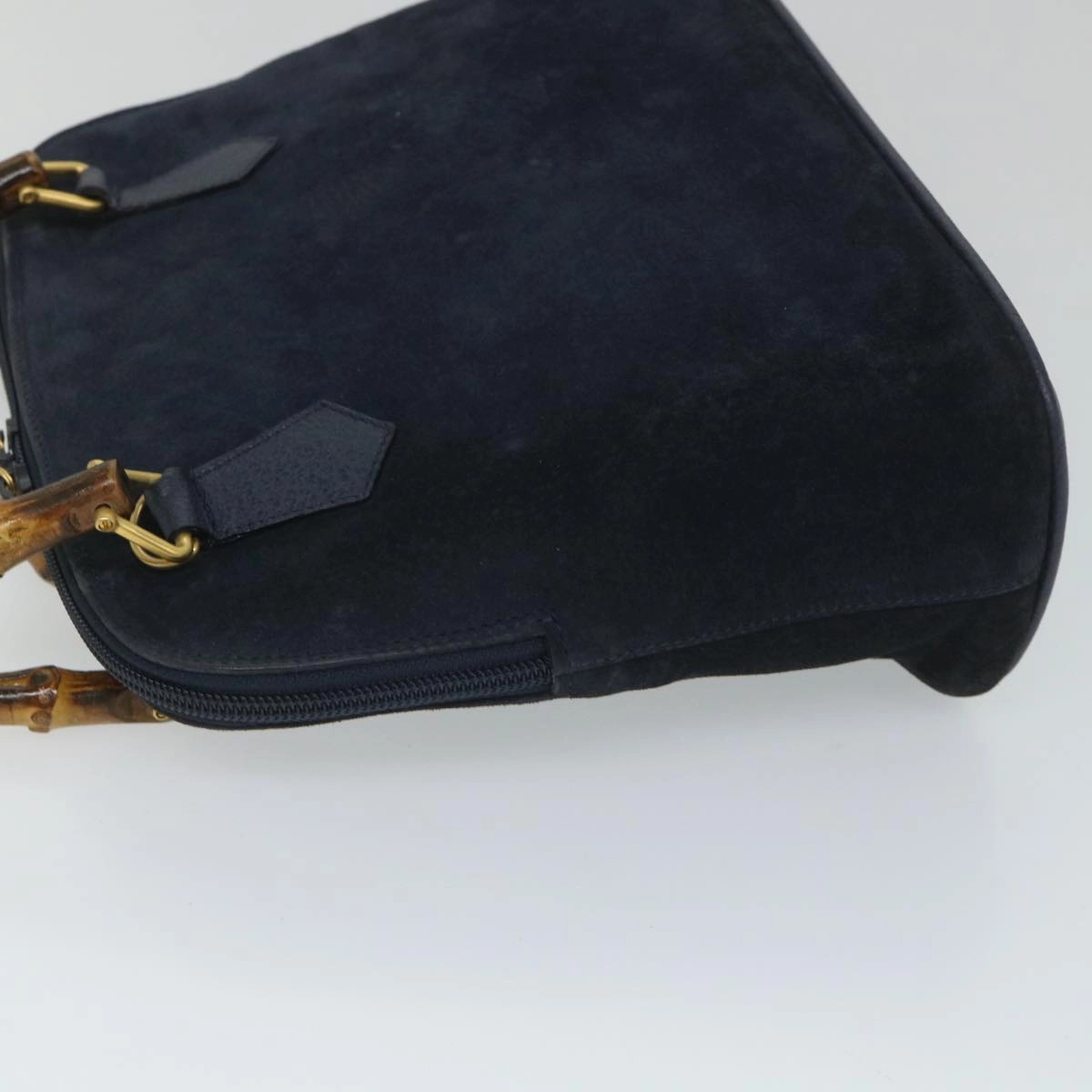 GUCCI Bamboo Shoulder Bag Suede 2way Navy  58084