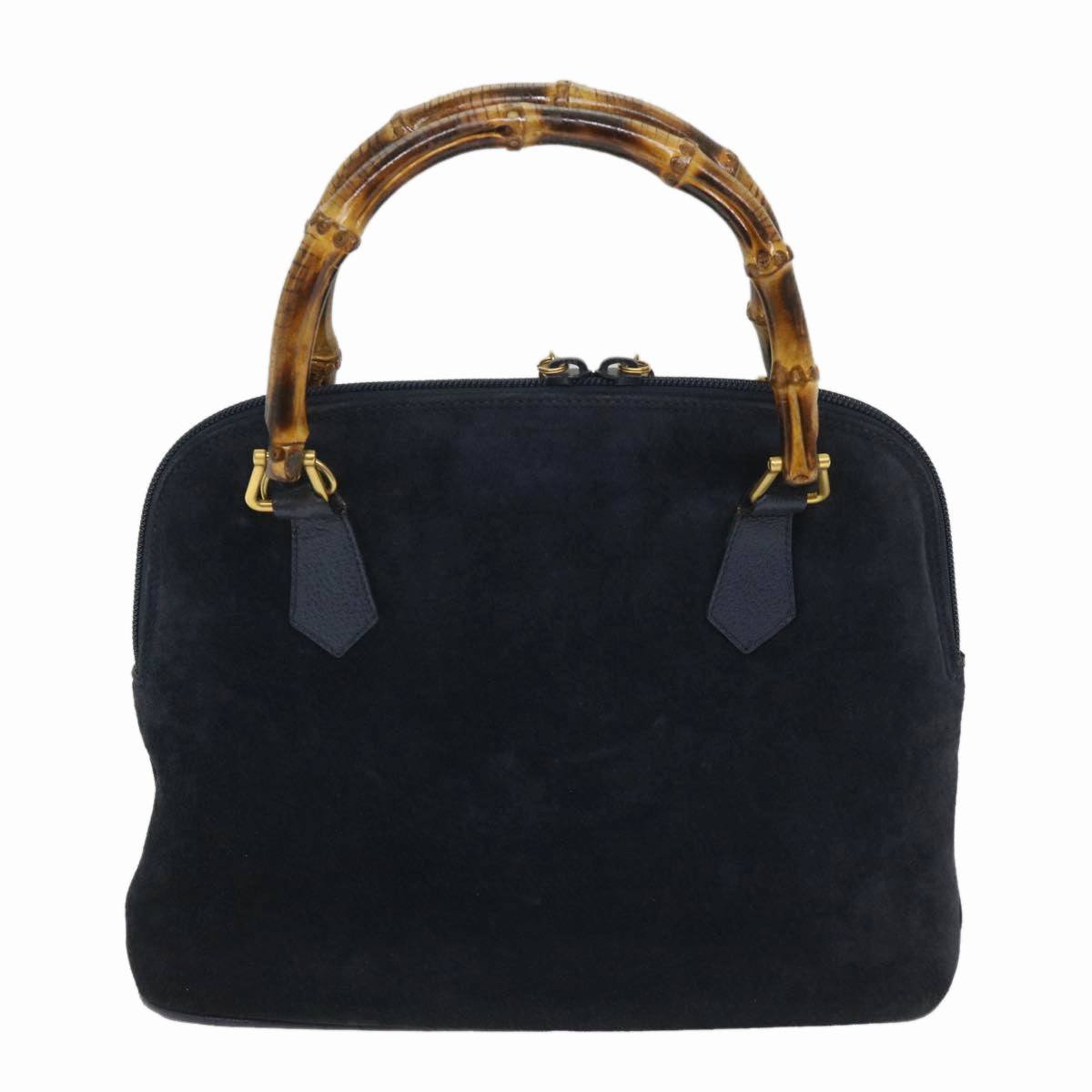 GUCCI Bamboo Shoulder Bag Suede 2way Navy  58084