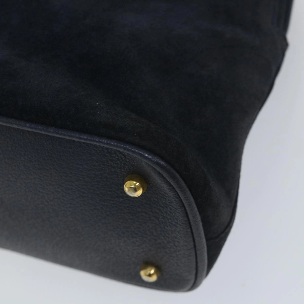 GUCCI Bamboo Shoulder Bag Suede 2way Navy  58084