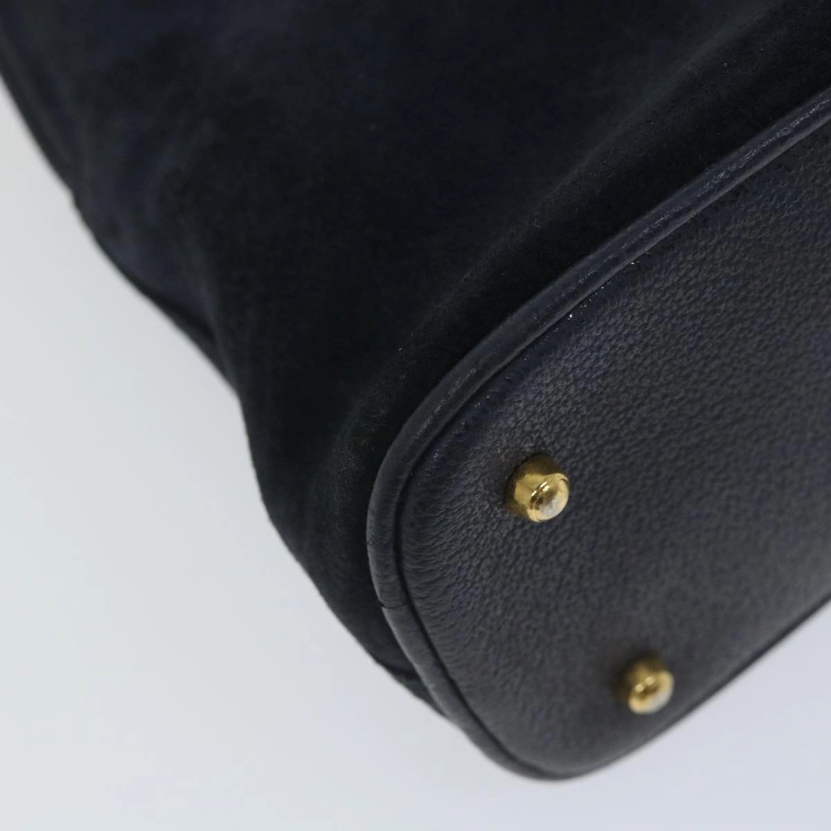 GUCCI Bamboo Shoulder Bag Suede 2way Navy  58084