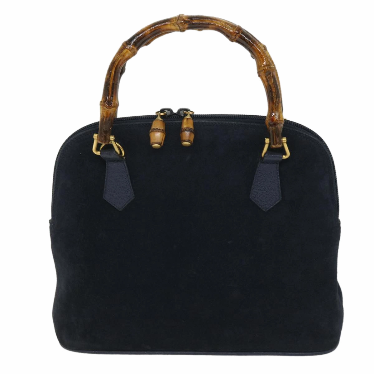 GUCCI Bamboo Shoulder Bag Suede 2way Navy  58084